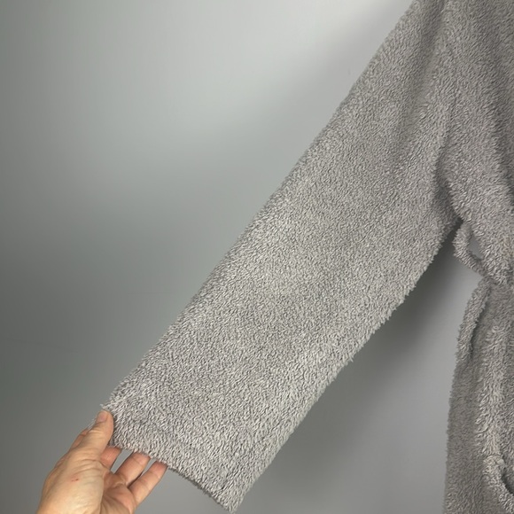 Barefoot Dreams Unisex Cozychic Robe Size 2 Gray Pockets Collar Cozy Loungewear - Picture 9 of 16